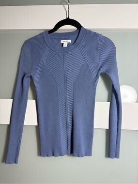 Nine West Ribbed Crewneck Sweater - Light Blue